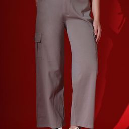 FITHUB Women Loose Fit High-Rise Cargos Trousers-image-90