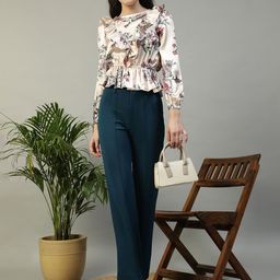 Oxolloxo Women Floral Print Ruffles Styled Back Top-image-10