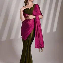 modeva Colourblocked Pure Chiffon Ready to Wear Saree-15