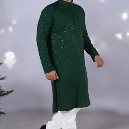 Atly Men Embroidered Regular Sequinned Kurta with Pyjamas image 2
