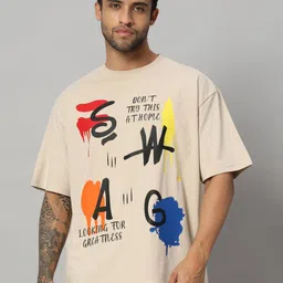 SWAGNOX Men Printed Drop-Shoulder Sleeves T-shirt-17