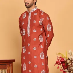 Jompers Men Floral Embroidered Thread Work Floral Kurta-picture-25
