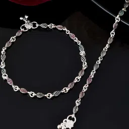 Sangria Stainless Steel Silver-Plated Anklet-image-69