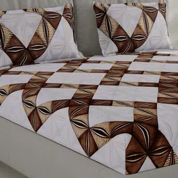 Monte Carlo Brown & Black Geometric Printed 130 TC Queen Bedsheet Set 2.24 m x 2.54 m-picture-1