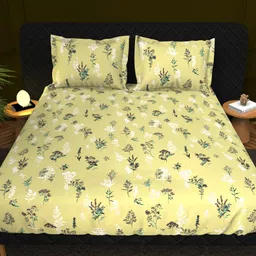 THE WHITE MOSS Green & White Floral Cotton 210 TC King Bedsheet Set 2.75 m x 2.75 m-image-53