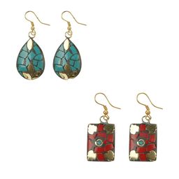 URBANELA Set Of 2 Gold-Plated Teardrop Shaped Drop Earrings-3