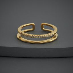 Kushal's Fashion Jewellery Gold-Plated Zircon Studded Finger Ring-image-32