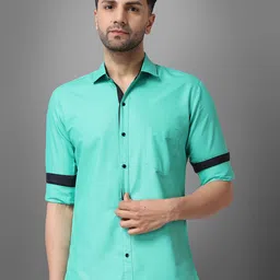 Metronaut Men Spread Collar Solid Cotton Casual Shirt-image-87