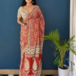HERE&NOW Ethnic Motifs Printed Pure Cotton Bagru Saree-11