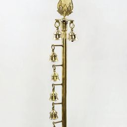 Exotic India Gold Toned Brass Lord Karttikeya Vel With Bell-image-71