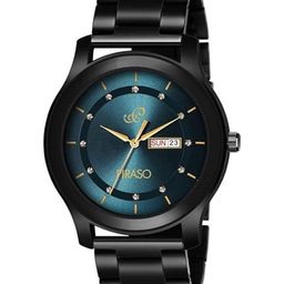 PIRASO Men Dial & Stainless Steel Bracelet Style Straps Analogue Watch D&D C22 BLUE BLACK-33