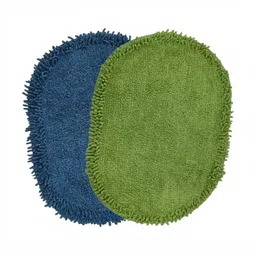 Aura Green and Blue Set Of 2 Self Design Cotton Anti-Skid Doormats-6