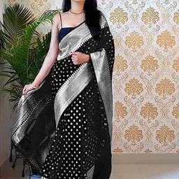 SHOP DROP Ethnic Motifs Woven Design Zari Pure Silk Banarasi Saree-image-77