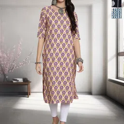 HERE&NOW Selection Of 3 Ethnic Motifs Printed Round Neck Straight Kurta-image-46