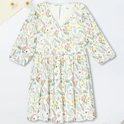max Girls Floral Printed V-Neck Fit & Flare Dress-21