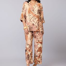 Tamiska By Narendra Kumar Printed V-Neck Tunic With Trousers Co-Ords-image-98