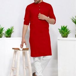 ANUJ FASHION Men Red Solid Kurta-picture-19