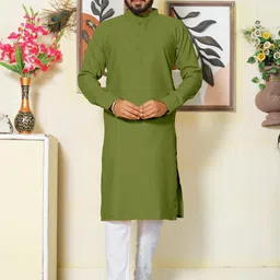 Archittam Men Green Cotton Wool Kurtas-picture-3