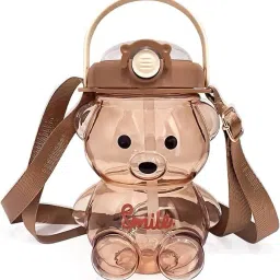 Teddy Water Bottle For kids Plastic 1 Pcs Cute Designer Anti Leak bottle 1000 ml Water Bottle-4