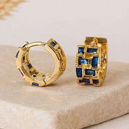 Bohey by KARATCART Gold-Plated American Diamond Studded Circular Shaped Hoop Earrings-picture-44