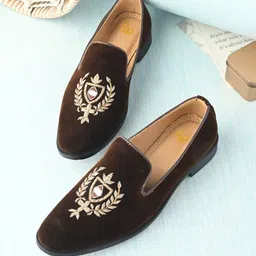 House of Pataudi Men Woven Design Loafers-image-26