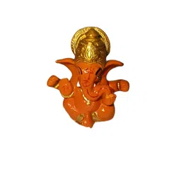 Rare Planet Orange & Gold-Toned Lord Ganesh Religious Idol Showpiece-image-97