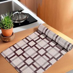 REVEXO White & Brown Printed Water-Resistant Shelf Liner-image-74