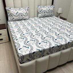 Pure Decor Velar Fur Sib White Pure Cotton 300 TC Queen Bedsheet Set 2.28 m x 2.54 m-image-74