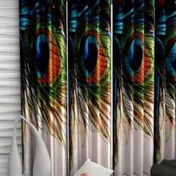 BELLA TRUE White And Green 4 Pieces Floral Printed Regular Long Door Curtains-picture-34