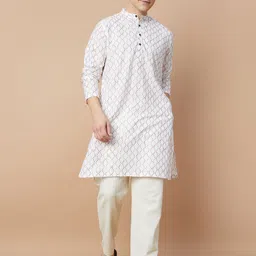 Melange by Lifestyle Men Geometric Thread Work Kurta-23