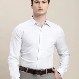 Turtle Classic Self Design Spread Collar Formal Pure Cotton Shirt-47
