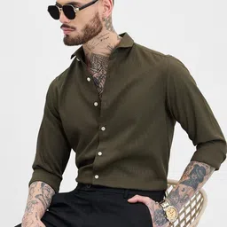 Snitch Men Smart Spread Collar Solid Formal Shirt-image-96