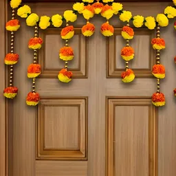 Nutts Yellow & Green Marigold With Beads Bandhanwar Festive Dcor-image-45