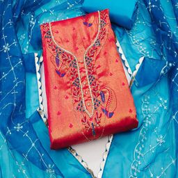 ASISA Embroidered Organza Unstitched Dress Material-image-81