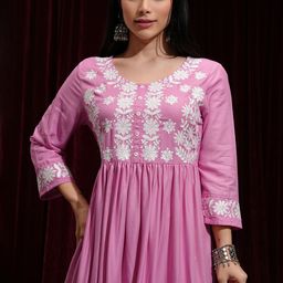 Vishudh Floral Embroidered Fit & Flare Midi Dress-image-24