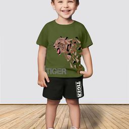 MITANSH Kids Printed Round Neck Short Sleeves T-shirt With Shorts-41