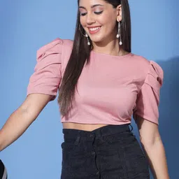 CORSICA Puff Sleeve Crop Top-picture-47