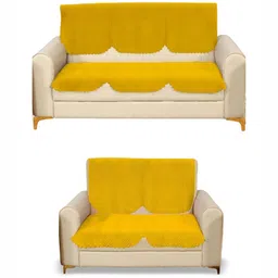 Fashion Throw Yellow Velvet 4 Piece Sofa Cover-image-88