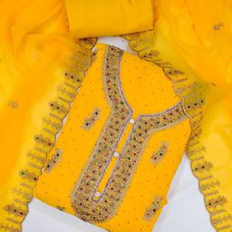LeeliPeeri Designer Floral Embroidered Beads and Stones Unstitched Dress Material-image-89