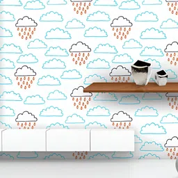 ArtzFolio Printed UV-Resistant Anti-Bacterial Clouds & Raindrops Peel & Stick Wallpaper-image-31