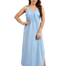 NIGHTY KING Women Round Neck Maxi Nightdress-picture-20