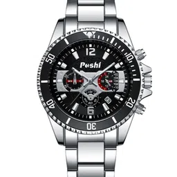 Poshi Men Round Dial Stainless Steel Strap Watch with Adjustable Clasp-picture-38