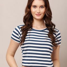 Moda Rapido Women Striped Cotton Crop Top-image-92