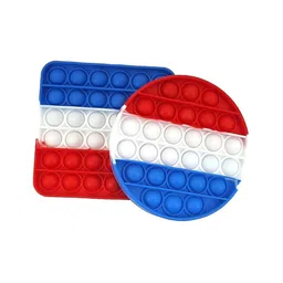 YK Set of 2 Multicolor Pop It Fidget Toy Set Round & Square Push Bubble Sensory Toys image 2
