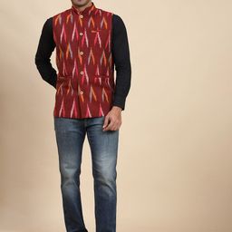 SKAVIJ Printed Woven Nehru Jacket-49