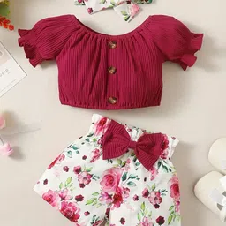 BAESD Girls Round Neck Top With Shorts & Headband-picture-33