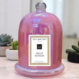 Soi FlameCraft Pink Luxury Breezy Blossom Bell Jar Scented Candle-image-68