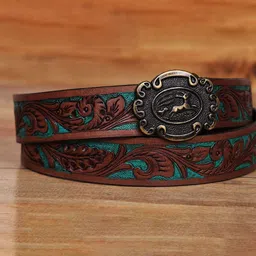 Celtic Unisex Textured Leather Belt-image-53