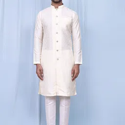 Arihant Rai Sinha Geometric Woven Design Straight Kurta with Trousers-image-77