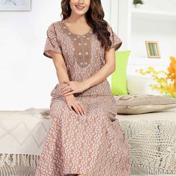 NIGHT QUEEN Printed Maxi Nightdress-image-72